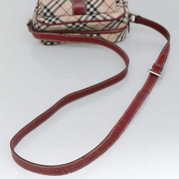 BURBERRY Nova Check Blue Label Shoulder Bag Nylon Beige Red Silver Auth BA669 - Picture 7 of 16